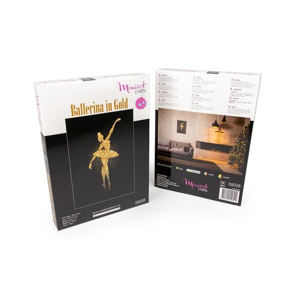 Miniart Crafts 55028 Ballerina in Gold DIY Bead Embroidery Kit Handmade Wall Art - Picture 1 of 5